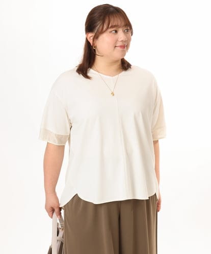 OLKGD33059 eur3 【WEB先行販売】【大きいサイズ】Vネック袖シア―トップス