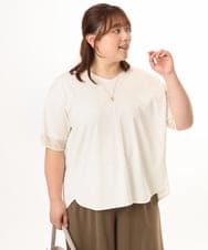 OLKGD33059 eur3(エウルキューブ) 【WEB先行販売】【大きいサイズ】Vネック袖―シア―トップス アイボリー