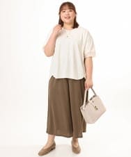 OLKGD33059 eur3(エウルキューブ) 【WEB先行販売】【大きいサイズ】Vネック袖―シア―トップス アイボリー
