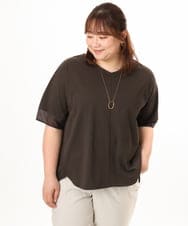 OLKGD33059 eur3(エウルキューブ) 【WEB先行販売】【大きいサイズ】Vネック袖―シア―トップス ダークグレー