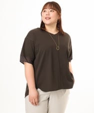OLKGD33059 eur3(エウルキューブ) 【WEB先行販売】【大きいサイズ】Vネック袖―シア―トップス ダークグレー