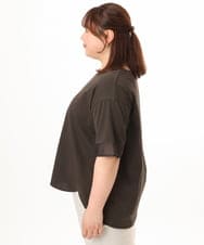 OLKGD33059 eur3(エウルキューブ) 【WEB先行販売】【大きいサイズ】Vネック袖―シア―トップス ダークグレー