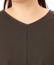 OLKGD33059 eur3(エウルキューブ) 【WEB先行販売】【大きいサイズ】Vネック袖―シア―トップス ダークグレー
