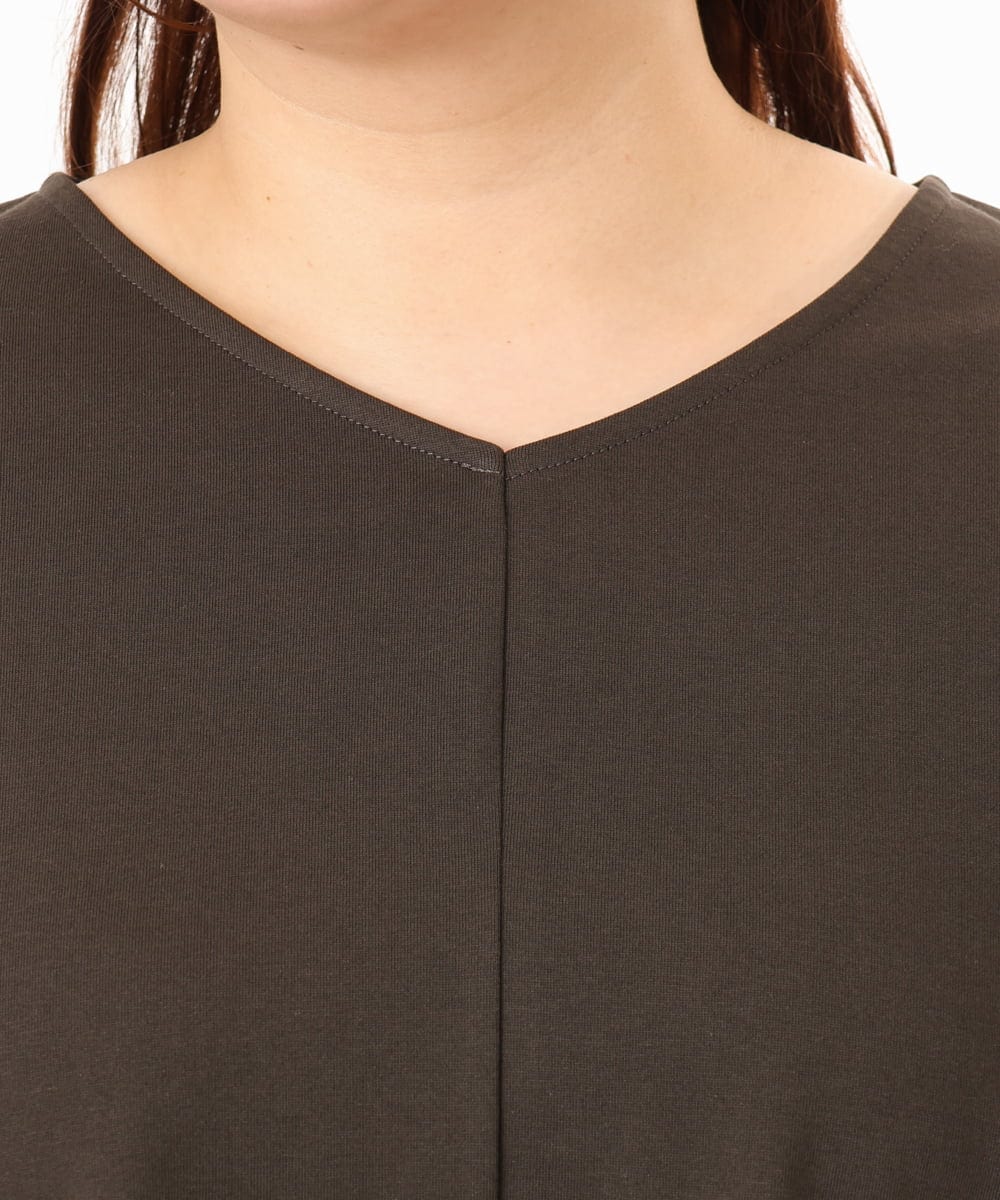 OLKGD33059 eur3(エウルキューブ) 【WEB先行販売】【大きいサイズ】Vネック袖―シア―トップス ダークグレー