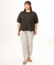 OLKGD33059 eur3(エウルキューブ) 【WEB先行販売】【大きいサイズ】Vネック袖―シア―トップス ダークグレー