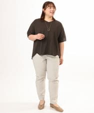OLKGD33059 eur3(エウルキューブ) 【WEB先行販売】【大きいサイズ】Vネック袖―シア―トップス ダークグレー