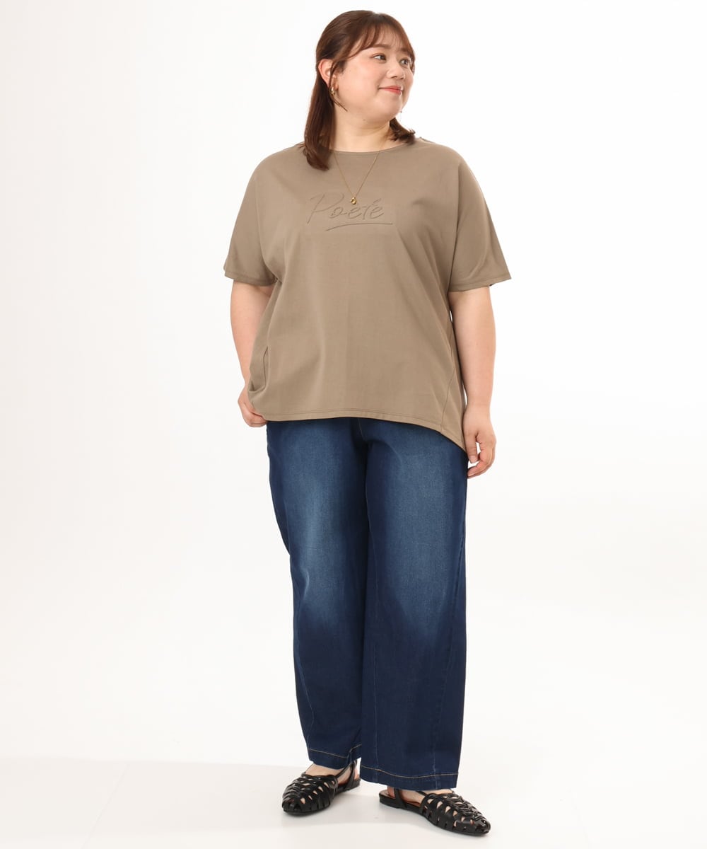 OLKGD34054 eur3(エウルキューブ) 【WEB先行販売】【大きいサイズ/UVカット/接触冷感】コットンエンボスロゴＴシャツ モカ