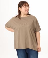 OLKGD34054 eur3(エウルキューブ) 【WEB先行販売】【大きいサイズ/UVカット/接触冷感】コットンエンボスロゴＴシャツ モカ