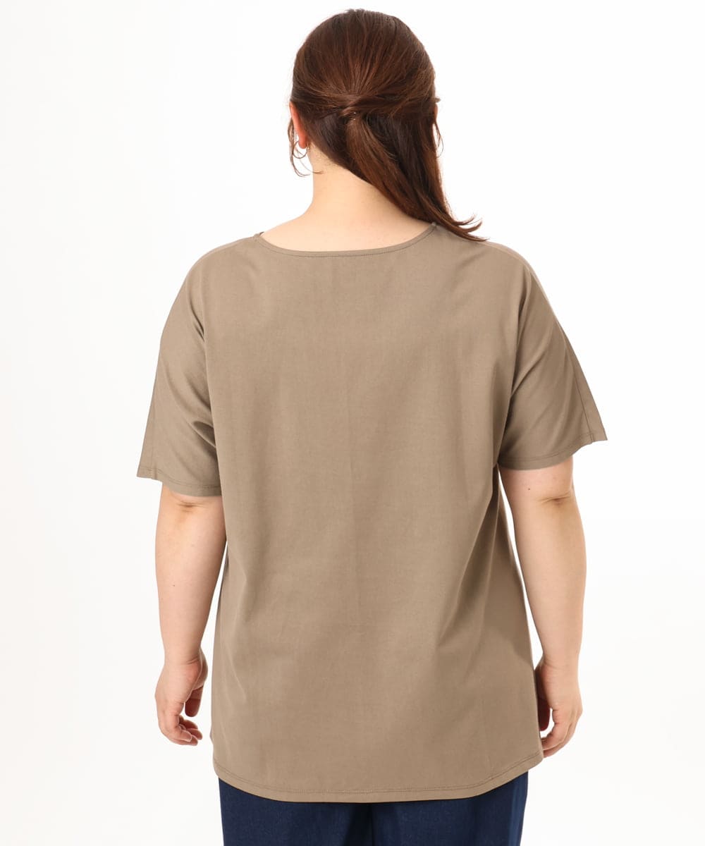 OLKGD34054 eur3(エウルキューブ) 【WEB先行販売】【大きいサイズ/UVカット/接触冷感】コットンエンボスロゴＴシャツ モカ