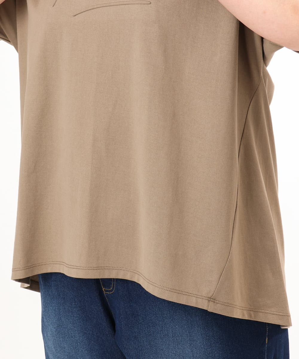 OLKGD34054 eur3(エウルキューブ) 【WEB先行販売】【大きいサイズ/UVカット/接触冷感】コットンエンボスロゴＴシャツ モカ