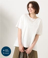 OLKGD34054 eur3(エウルキューブ) 【WEB先行販売】【大きいサイズ/UVカット/接触冷感】コットンエンボスロゴＴシャツ ホワイト