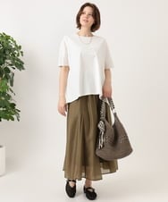 OLKGD34054 eur3(エウルキューブ) 【WEB先行販売】【大きいサイズ/UVカット/接触冷感】コットンエンボスロゴＴシャツ ホワイト