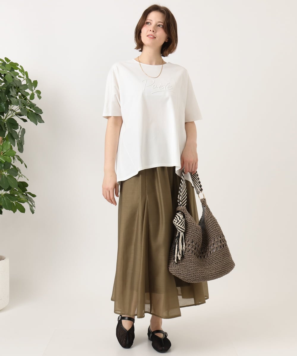 OLKGD34054 eur3(エウルキューブ) 【WEB先行販売】【大きいサイズ/UVカット/接触冷感】コットンエンボスロゴＴシャツ ホワイト