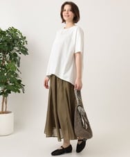 OLKGD34054 eur3(エウルキューブ) 【WEB先行販売】【大きいサイズ/UVカット/接触冷感】コットンエンボスロゴＴシャツ ホワイト