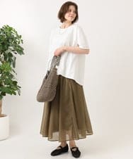OLKGD34054 eur3(エウルキューブ) 【WEB先行販売】【大きいサイズ/UVカット/接触冷感】コットンエンボスロゴＴシャツ ホワイト