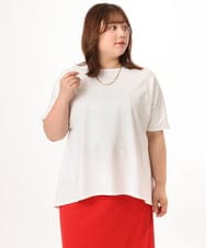 OLKGD34054 eur3(エウルキューブ) 【WEB先行販売】【大きいサイズ/UVカット/接触冷感】コットンエンボスロゴＴシャツ ホワイト
