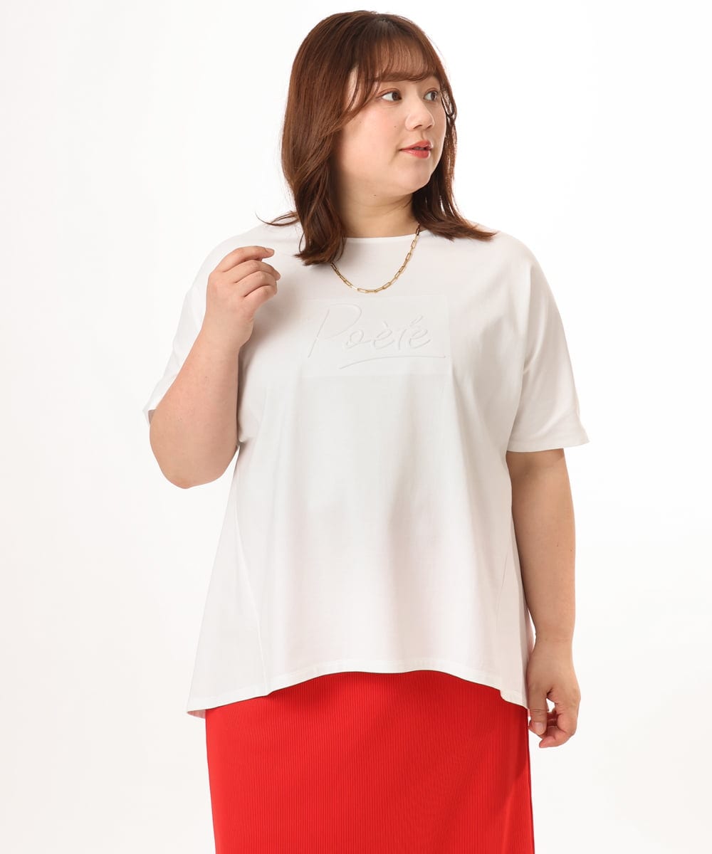 OLKGD34054 eur3(エウルキューブ) 【WEB先行販売】【大きいサイズ/UVカット/接触冷感】コットンエンボスロゴＴシャツ ホワイト