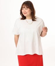 OLKGD34054 eur3(エウルキューブ) 【WEB先行販売】【大きいサイズ/UVカット/接触冷感】コットンエンボスロゴＴシャツ ホワイト
