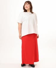 OLKGD34054 eur3(エウルキューブ) 【WEB先行販売】【大きいサイズ/UVカット/接触冷感】コットンエンボスロゴＴシャツ ホワイト
