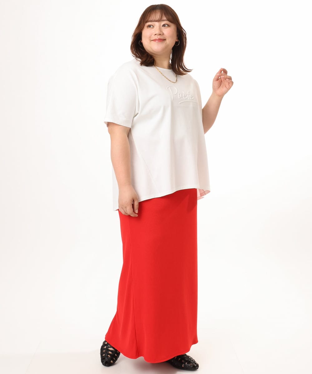OLKGD34054 eur3(エウルキューブ) 【WEB先行販売】【大きいサイズ/UVカット/接触冷感】コットンエンボスロゴＴシャツ ホワイト