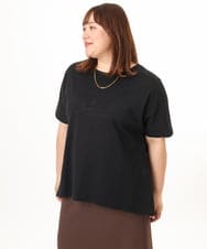 OLKGD34054 eur3(エウルキューブ) 【WEB先行販売】【大きいサイズ/UVカット/接触冷感】コットンエンボスロゴＴシャツ ブラック