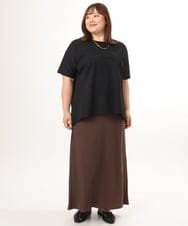 OLKGD34054 eur3(エウルキューブ) 【WEB先行販売】【大きいサイズ/UVカット/接触冷感】コットンエンボスロゴＴシャツ ブラック