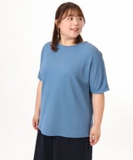 OLKGD35064 eur3(エウルキューブ) 【大きいサイズ】シャーリングジャージープルオーバー ブルー