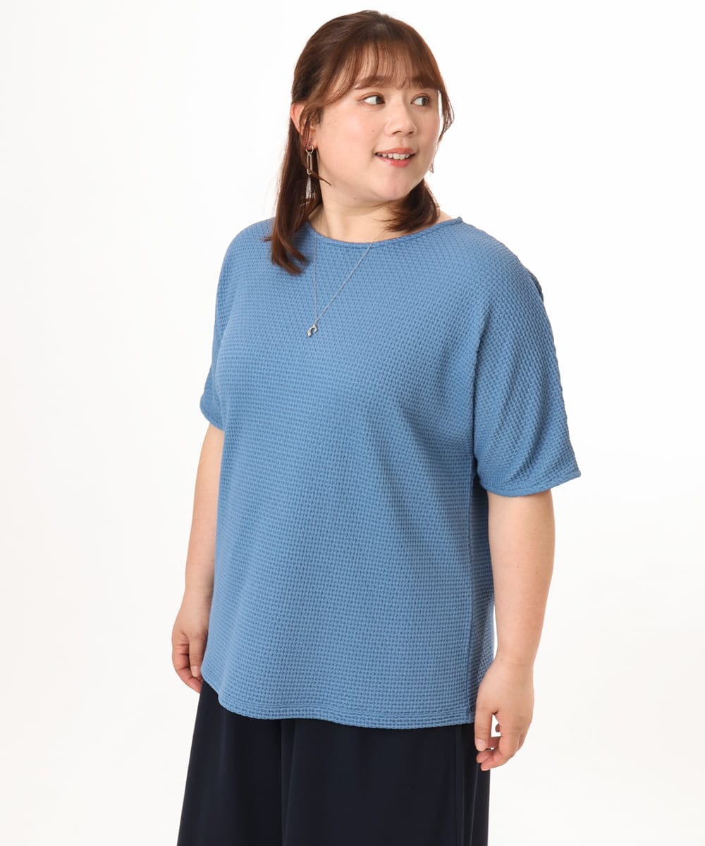 OLKGD35064 eur3(エウルキューブ) 【大きいサイズ】シャーリングジャージープルオーバー ブルー