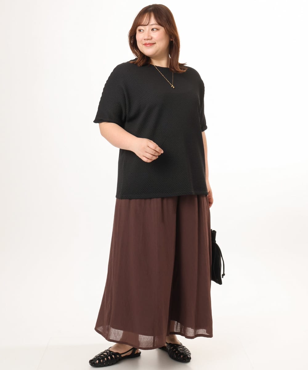 OLKGD35064 eur3(エウルキューブ) 【大きいサイズ】シャーリングジャージープルオーバー ブラック