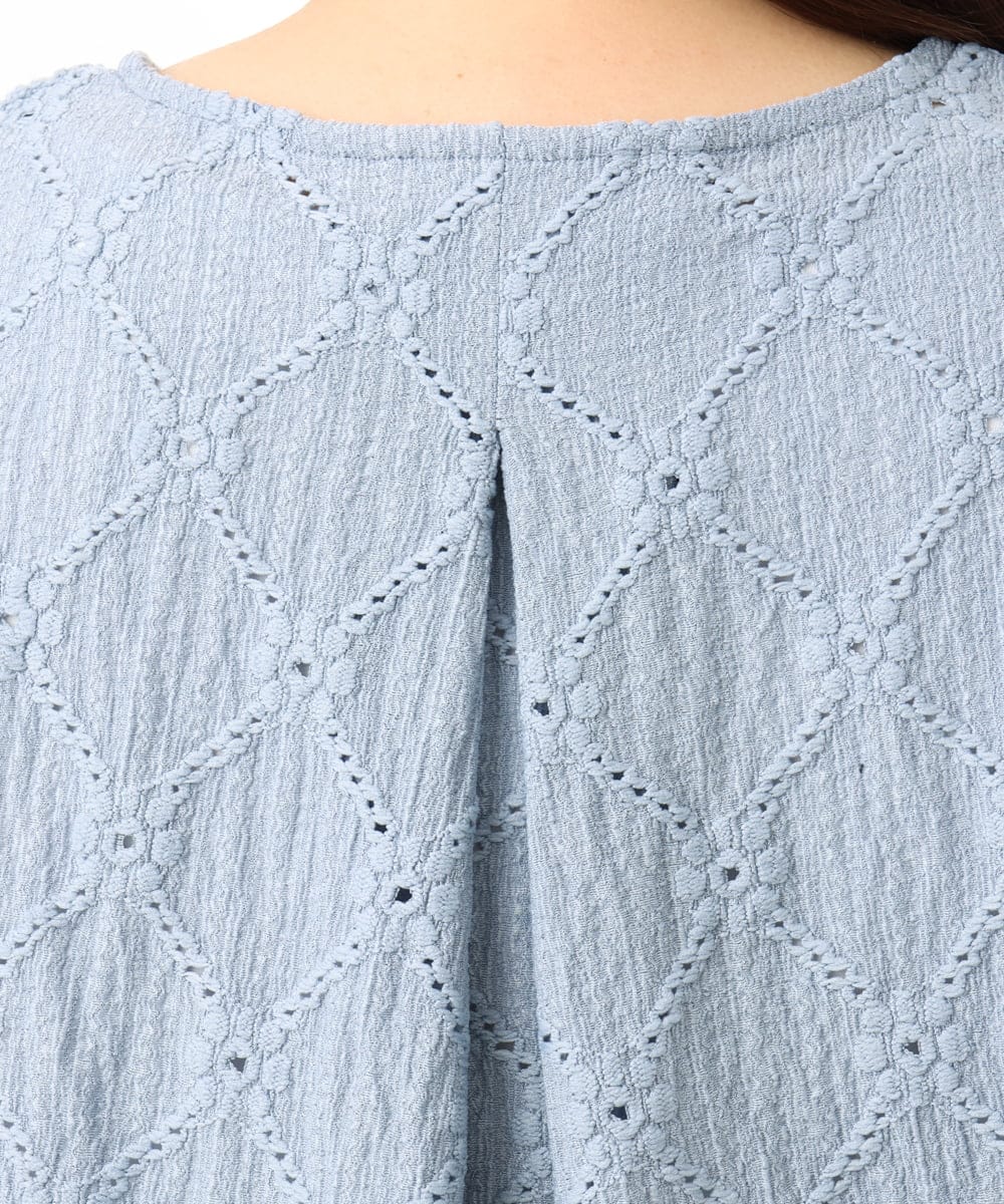 OLKGD37069 eur3(エウルキューブ) 【WEB先行販売】【大きいサイズ】アイレットレースフレアスリーブトップス ライトブルー