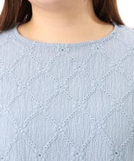 OLKGD37069 eur3(エウルキューブ) 【WEB先行販売】【大きいサイズ】アイレットレースフレアスリーブトップス ライトブルー