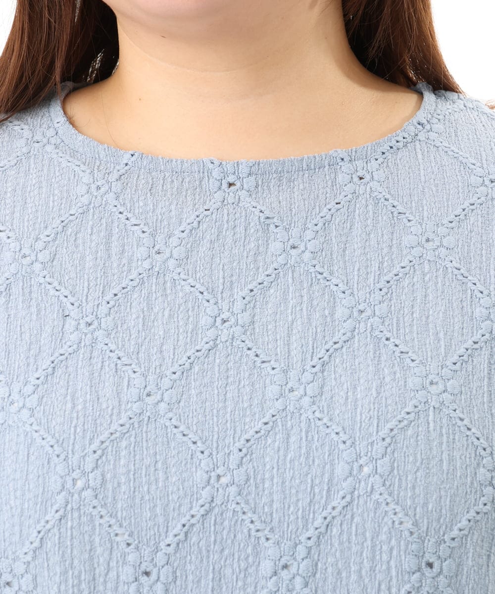 OLKGD37069 eur3(エウルキューブ) 【WEB先行販売】【大きいサイズ】アイレットレースフレアスリーブトップス ライトブルー