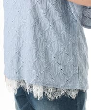OLKGD37069 eur3(エウルキューブ) 【WEB先行販売】【大きいサイズ】アイレットレースフレアスリーブトップス ライトブルー
