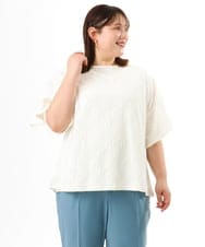 OLKGD37069 eur3(エウルキューブ) 【WEB先行販売】【大きいサイズ】アイレットレースフレアスリーブトップス ホワイト