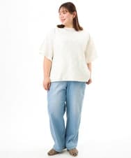 OLKGD37069 eur3(エウルキューブ) 【WEB先行販売】【大きいサイズ】アイレットレースフレアスリーブトップス ホワイト