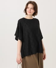 OLKGD37069 eur3(エウルキューブ) 【WEB先行販売】【大きいサイズ】アイレットレースフレアスリーブトップス ブラック