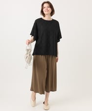 OLKGD37069 eur3(エウルキューブ) 【WEB先行販売】【大きいサイズ】アイレットレースフレアスリーブトップス ブラック