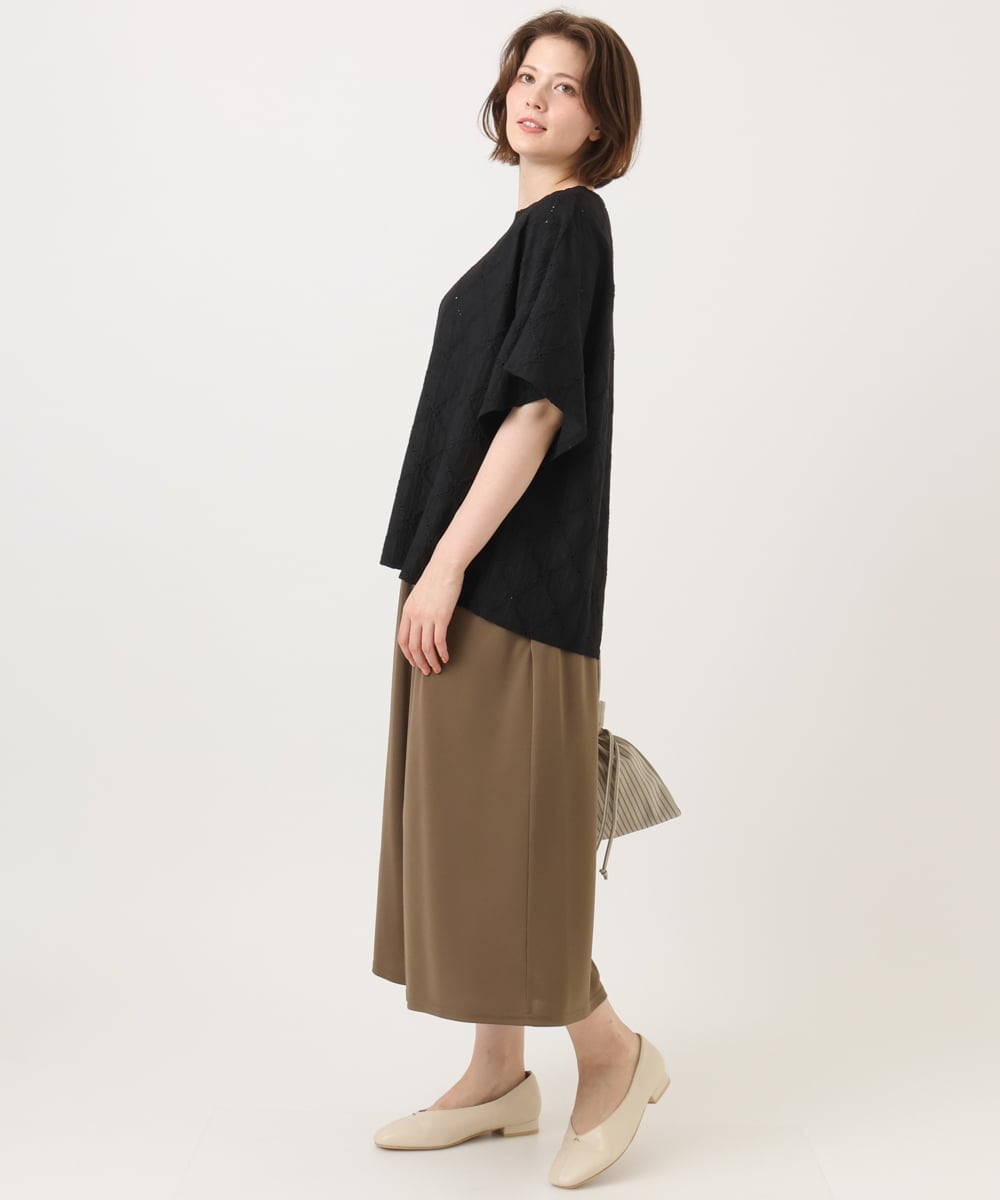 OLKGD37069 eur3(エウルキューブ) 【WEB先行販売】【大きいサイズ】アイレットレースフレアスリーブトップス ブラック