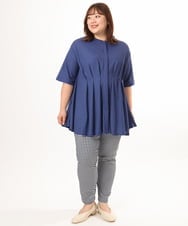 OLKGD38089 eur3(エウルキューブ) 【大きいサイズ】バンドカラージャージーブラウス ブルー