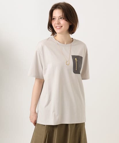 OLKGD39099 eur3 【WEB先行販売】【大きいサイズ】ジップポケットコットンTシャツ