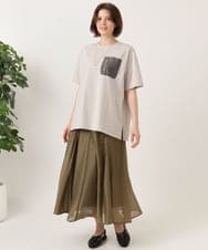 OLKGD39099 eur3(エウルキューブ) 【WEB先行販売】【大きいサイズ】ジップポケットコットンTシャツ グレージュ