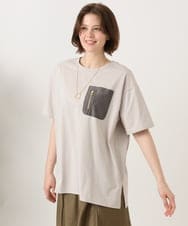 OLKGD39099 eur3(エウルキューブ) 【WEB先行販売】【大きいサイズ】ジップポケットコットンTシャツ グレージュ