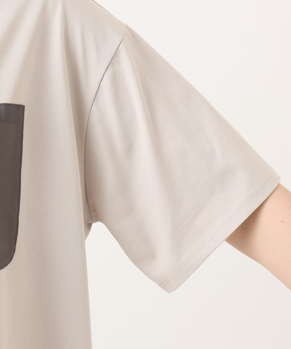 OLKGD39099 eur3(エウルキューブ) 【WEB先行販売】【大きいサイズ】ジップポケットコットンTシャツ グレージュ