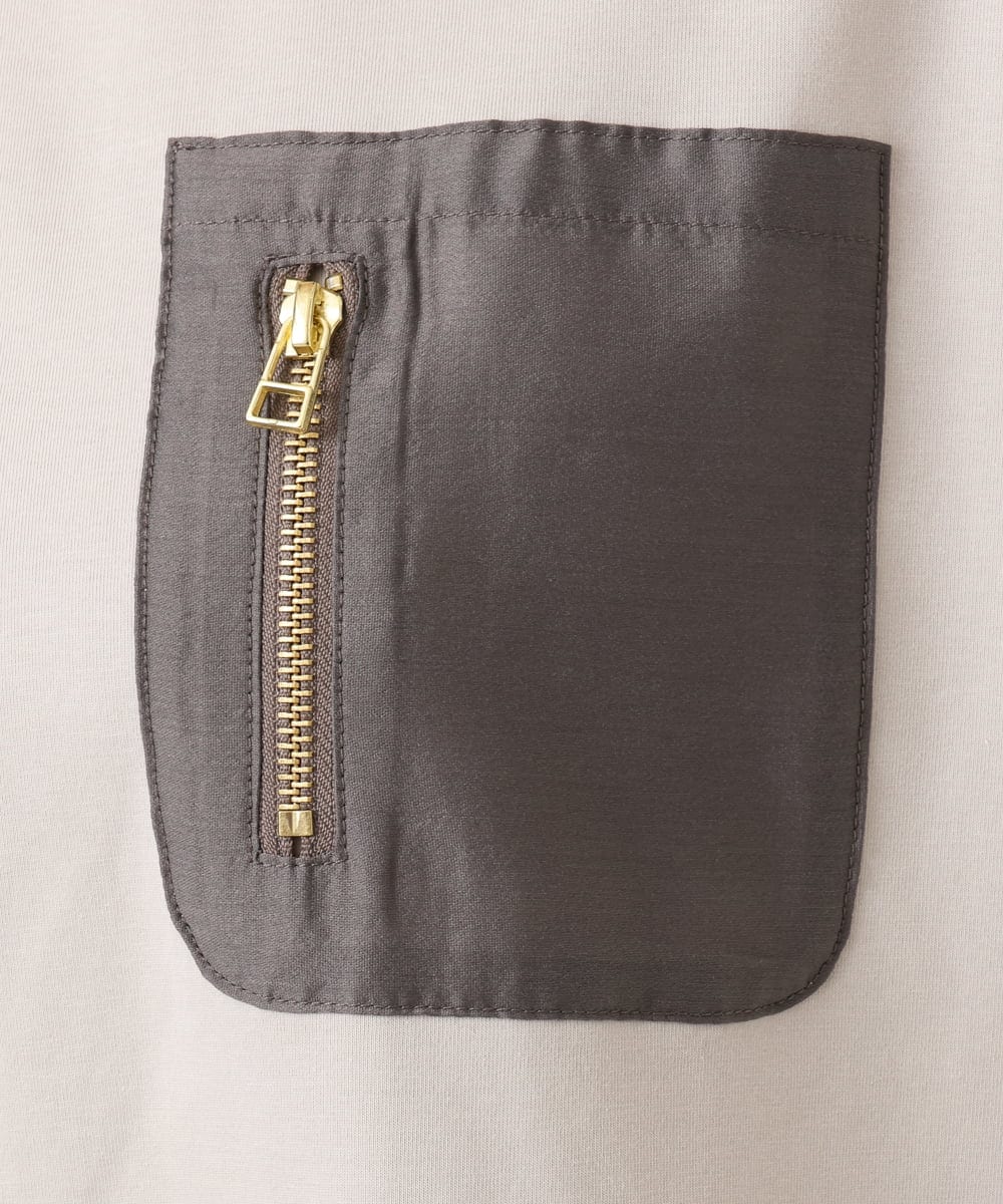 OLKGD39099 eur3(エウルキューブ) 【WEB先行販売】【大きいサイズ】ジップポケットコットンTシャツ グレージュ