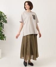 OLKGD39099 eur3(エウルキューブ) 【WEB先行販売】【大きいサイズ】ジップポケットコットンTシャツ グレージュ