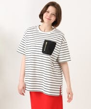 OLKGD39099 eur3(エウルキューブ) 【WEB先行販売】【大きいサイズ】ジップポケットコットンTシャツ ホワイト