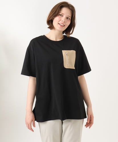 OLKGD39099 eur3 【WEB先行販売】【大きいサイズ】ジップポケットコットンTシャツ