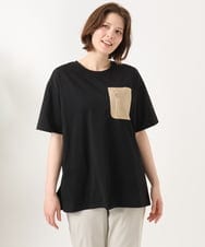 OLKGD39099 eur3(エウルキューブ) 【WEB先行販売】【大きいサイズ】ジップポケットコットンTシャツ ブラック