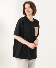 OLKGD39099 eur3(エウルキューブ) 【WEB先行販売】【大きいサイズ】ジップポケットコットンTシャツ ブラック