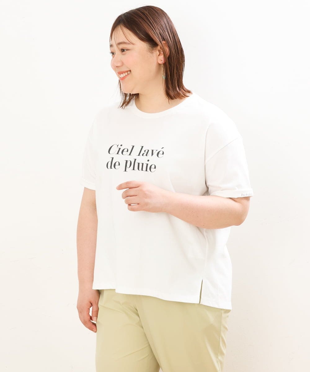 OLKGS36050 eur3(エウルキューブ) 【大きいサイズ/a.v.v×eur3】吸水速乾/ロゴTシャツ ホワイト(90)